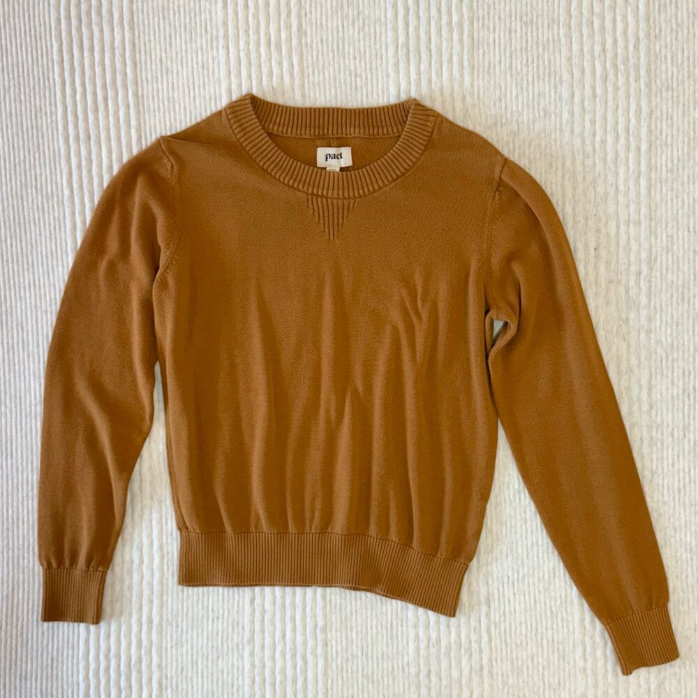 Pact Organic Cotton Crew Sweater - Camel, Small